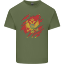Torn Montenegro Flag Montenegrin Day Football Mens Cotton T-Shirt Tee Top Military Green