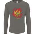 Torn Montenegro Flag Montenegrin Day Football Mens Long Sleeve T-Shirt Charcoal