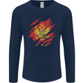 Torn Montenegro Flag Montenegrin Day Football Mens Long Sleeve T-Shirt Navy Blue