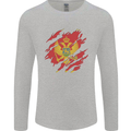 Torn Montenegro Flag Montenegrin Day Football Mens Long Sleeve T-Shirt Sports Grey