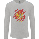 Torn Montenegro Flag Montenegrin Day Football Mens Long Sleeve T-Shirt Sports Grey