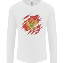 Torn Montenegro Flag Montenegrin Day Football Mens Long Sleeve T-Shirt White