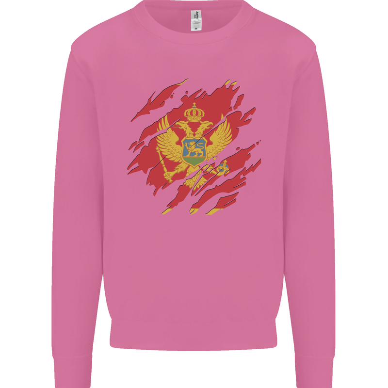 Torn Montenegro Flag Montenegrin Day Football Mens Sweatshirt Jumper Azalea