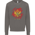 Torn Montenegro Flag Montenegrin Day Football Mens Sweatshirt Jumper Charcoal