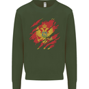 Torn Montenegro Flag Montenegrin Day Football Mens Sweatshirt Jumper Forest Green