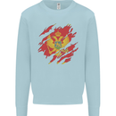 Torn Montenegro Flag Montenegrin Day Football Mens Sweatshirt Jumper Light Blue