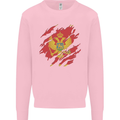 Torn Montenegro Flag Montenegrin Day Football Mens Sweatshirt Jumper Light Pink