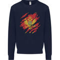 Torn Montenegro Flag Montenegrin Day Football Mens Sweatshirt Jumper Navy Blue