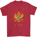 Torn Montenegro Flag Montenegrin Day Football Mens T-Shirt 100% Cotton Red