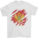 Torn Montenegro Flag Montenegrin Day Football Mens T-Shirt 100% Cotton White