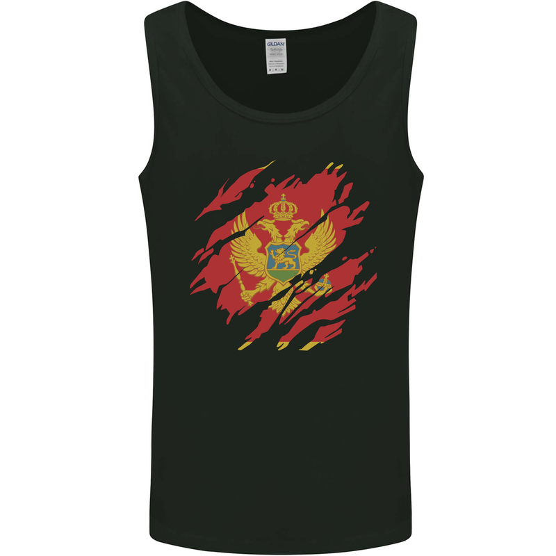 Torn Montenegro Flag Montenegrin Day Football Mens Vest Tank Top Black
