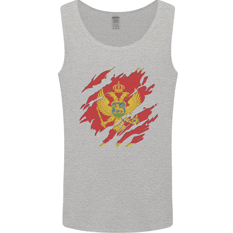 Torn Montenegro Flag Montenegrin Day Football Mens Vest Tank Top Sports Grey