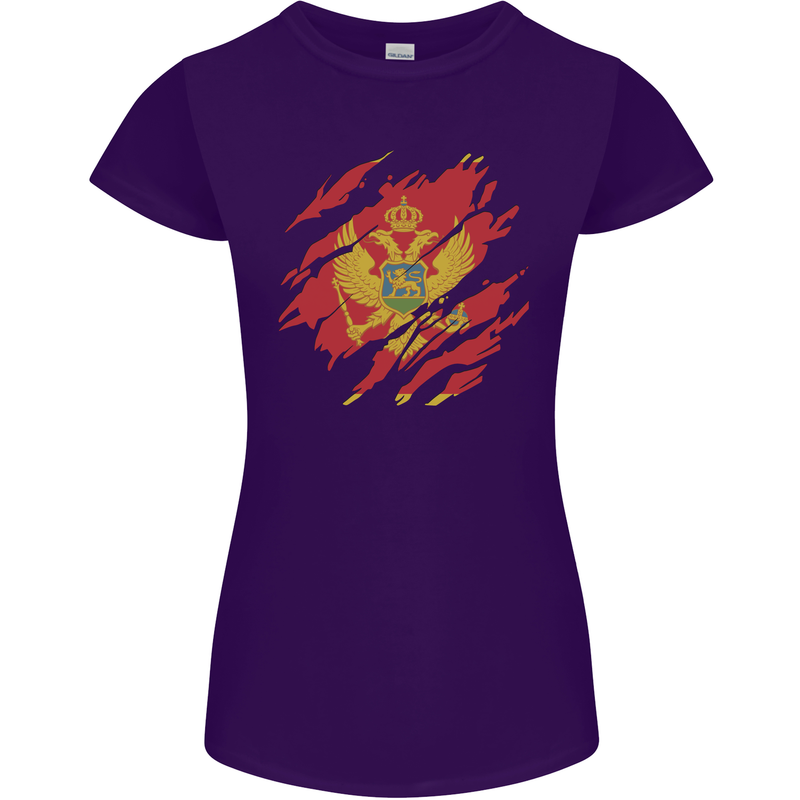 Torn Montenegro Flag Montenegrin Day Football Womens Petite Cut T-Shirt Purple