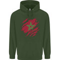 Torn Morocco Flag Moroccan Day Football Childrens Kids Hoodie Forest Green