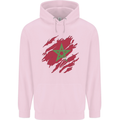 Torn Morocco Flag Moroccan Day Football Childrens Kids Hoodie Light Pink