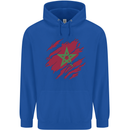 Torn Morocco Flag Moroccan Day Football Childrens Kids Hoodie Royal Blue