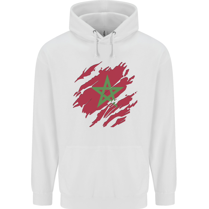 Torn Morocco Flag Moroccan Day Football Childrens Kids Hoodie White