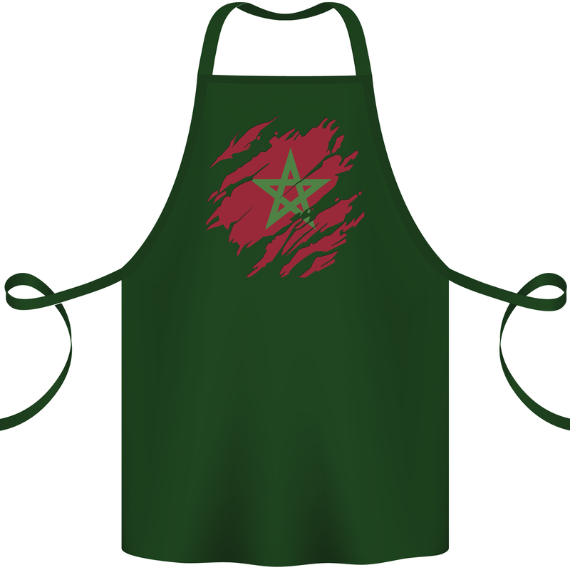 Torn Morocco Flag Moroccan Day Football Cotton Apron 100% Organic Forest Green