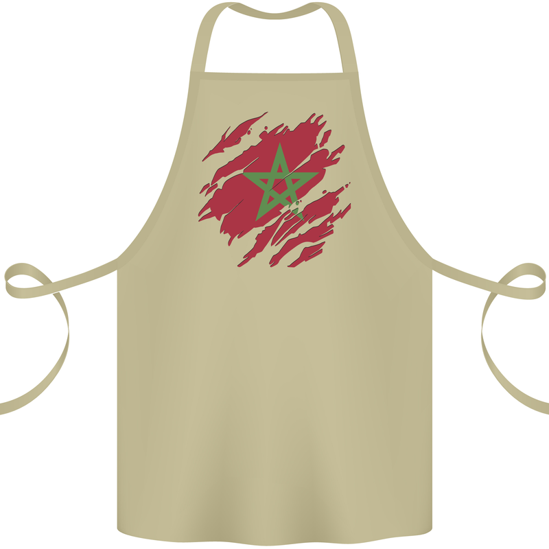 Torn Morocco Flag Moroccan Day Football Cotton Apron 100% Organic Khaki