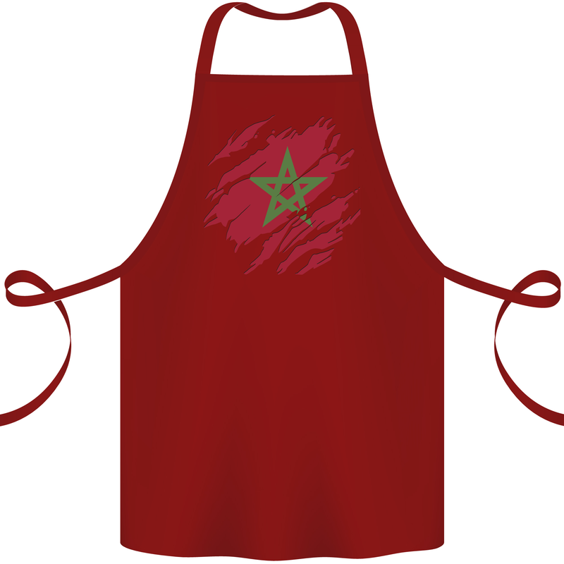 Torn Morocco Flag Moroccan Day Football Cotton Apron 100% Organic Maroon