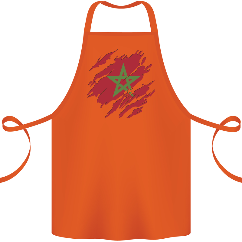 Torn Morocco Flag Moroccan Day Football Cotton Apron 100% Organic Orange