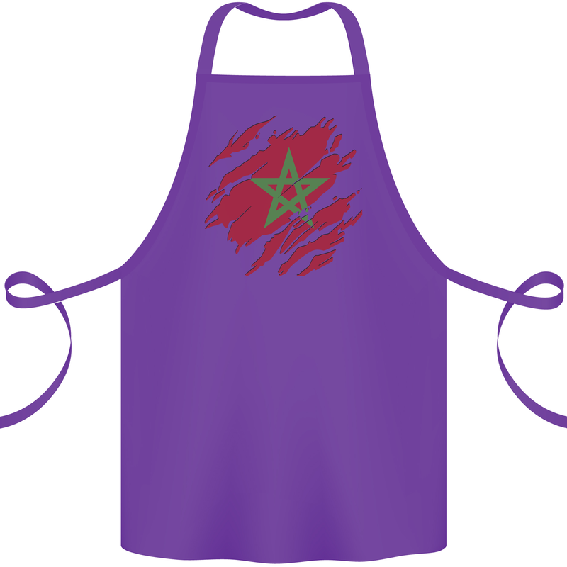Torn Morocco Flag Moroccan Day Football Cotton Apron 100% Organic Purple