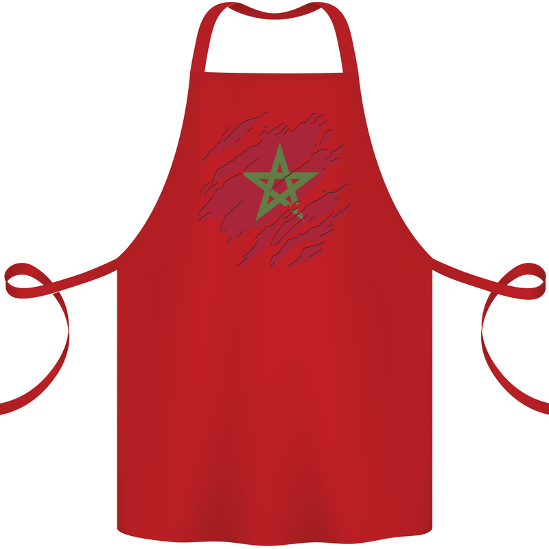 Torn Morocco Flag Moroccan Day Football Cotton Apron 100% Organic Red