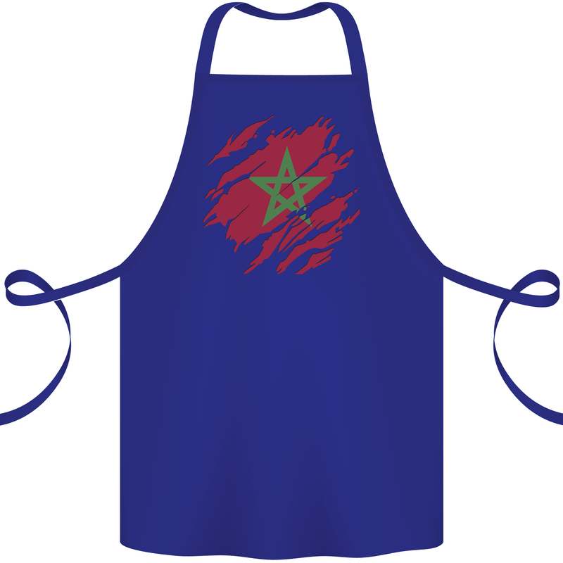 Torn Morocco Flag Moroccan Day Football Cotton Apron 100% Organic Royal Blue