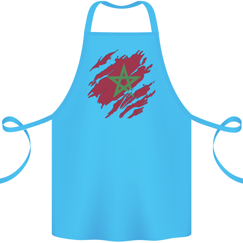 Torn Morocco Flag Moroccan Day Football Cotton Apron 100% Organic Turquoise