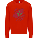 Torn Morocco Flag Moroccan Day Football Kids Sweatshirt Jumper Bright Red