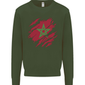 Torn Morocco Flag Moroccan Day Football Kids Sweatshirt Jumper Forest Green