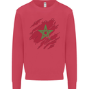 Torn Morocco Flag Moroccan Day Football Kids Sweatshirt Jumper Heliconia