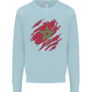 Torn Morocco Flag Moroccan Day Football Kids Sweatshirt Jumper Light Blue
