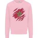 Torn Morocco Flag Moroccan Day Football Kids Sweatshirt Jumper Light Pink