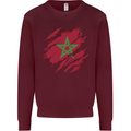 Torn Morocco Flag Moroccan Day Football Kids Sweatshirt Jumper Maroon