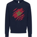 Torn Morocco Flag Moroccan Day Football Kids Sweatshirt Jumper Navy Blue
