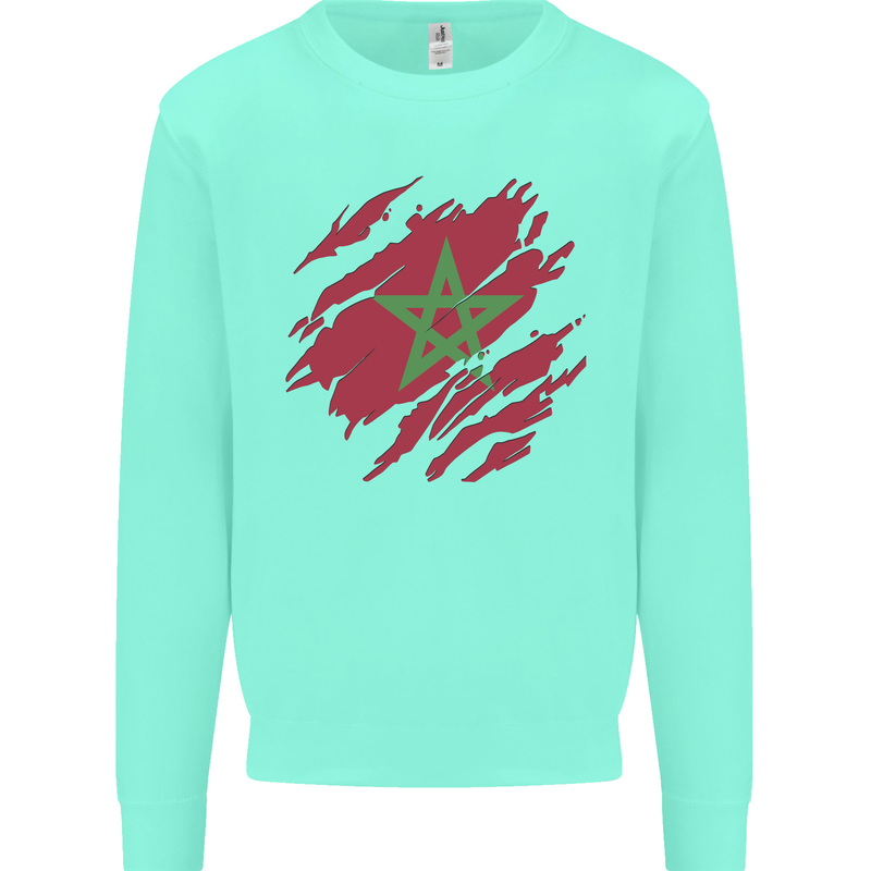 Torn Morocco Flag Moroccan Day Football Kids Sweatshirt Jumper Peppermint
