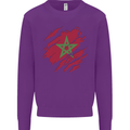 Torn Morocco Flag Moroccan Day Football Kids Sweatshirt Jumper Purple