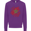 Torn Morocco Flag Moroccan Day Football Kids Sweatshirt Jumper Purple