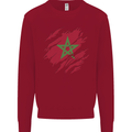Torn Morocco Flag Moroccan Day Football Kids Sweatshirt Jumper Red