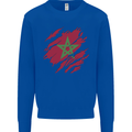 Torn Morocco Flag Moroccan Day Football Kids Sweatshirt Jumper Royal Blue