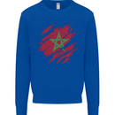 Torn Morocco Flag Moroccan Day Football Kids Sweatshirt Jumper Royal Blue