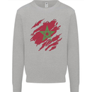 Torn Morocco Flag Moroccan Day Football Kids Sweatshirt Jumper Sports Grey