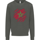 Torn Morocco Flag Moroccan Day Football Kids Sweatshirt Jumper Storm Grey