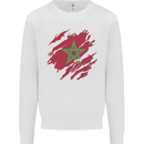 Torn Morocco Flag Moroccan Day Football Kids Sweatshirt Jumper White