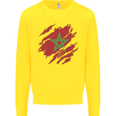 Torn Morocco Flag Moroccan Day Football Kids Sweatshirt Jumper Yellow