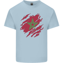 Torn Morocco Flag Moroccan Day Football Kids T-Shirt Childrens Light Blue