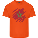 Torn Morocco Flag Moroccan Day Football Kids T-Shirt Childrens Orange