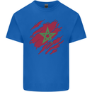 Torn Morocco Flag Moroccan Day Football Kids T-Shirt Childrens Royal Blue