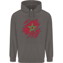 Torn Morocco Flag Moroccan Day Football Mens 80% Cotton Hoodie Charcoal